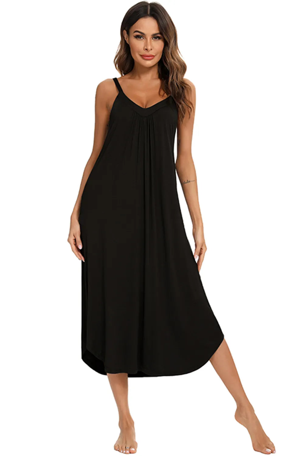 V-Neck Midi Lounge Dress.