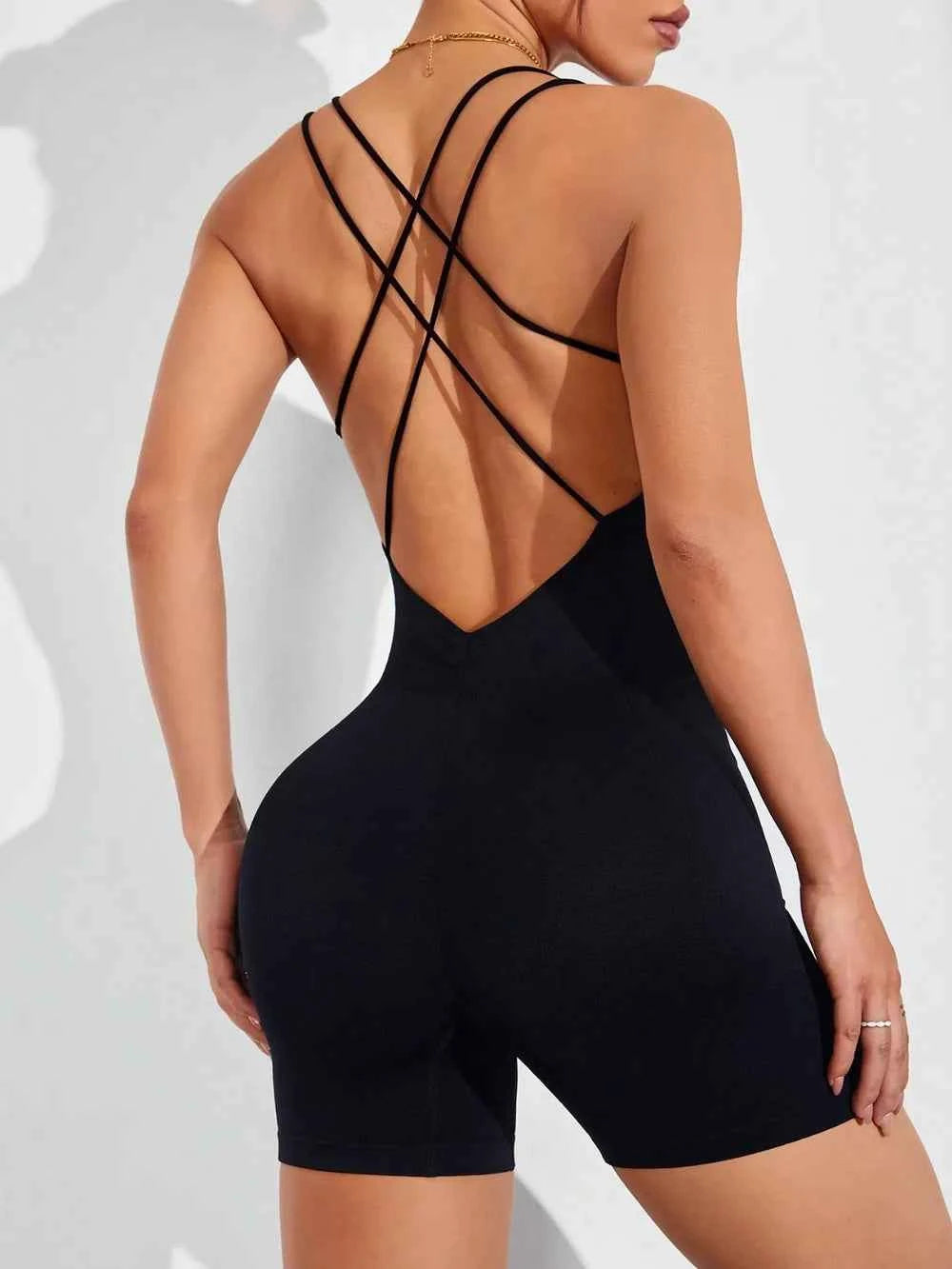 Crisscross Spaghetti Strap Romper.