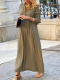 Plus Size Solid Color Maxi Shirt Dress.