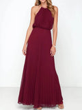 Pleated Sleeveless Maxi Tank Dress.