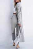 Open Front Long Sleeve Cardigan & Pants Lounge Set.