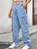 Casual Wide Leg Cargo Jeans.
