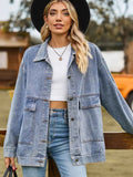 Oversized Button Up Denim Jacket with Hood.