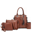 4-Piece PU Leather Bag Set with Tassel Detail.