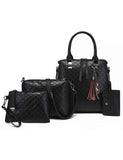 4-Piece PU Leather Bag Set with Tassel Detail.