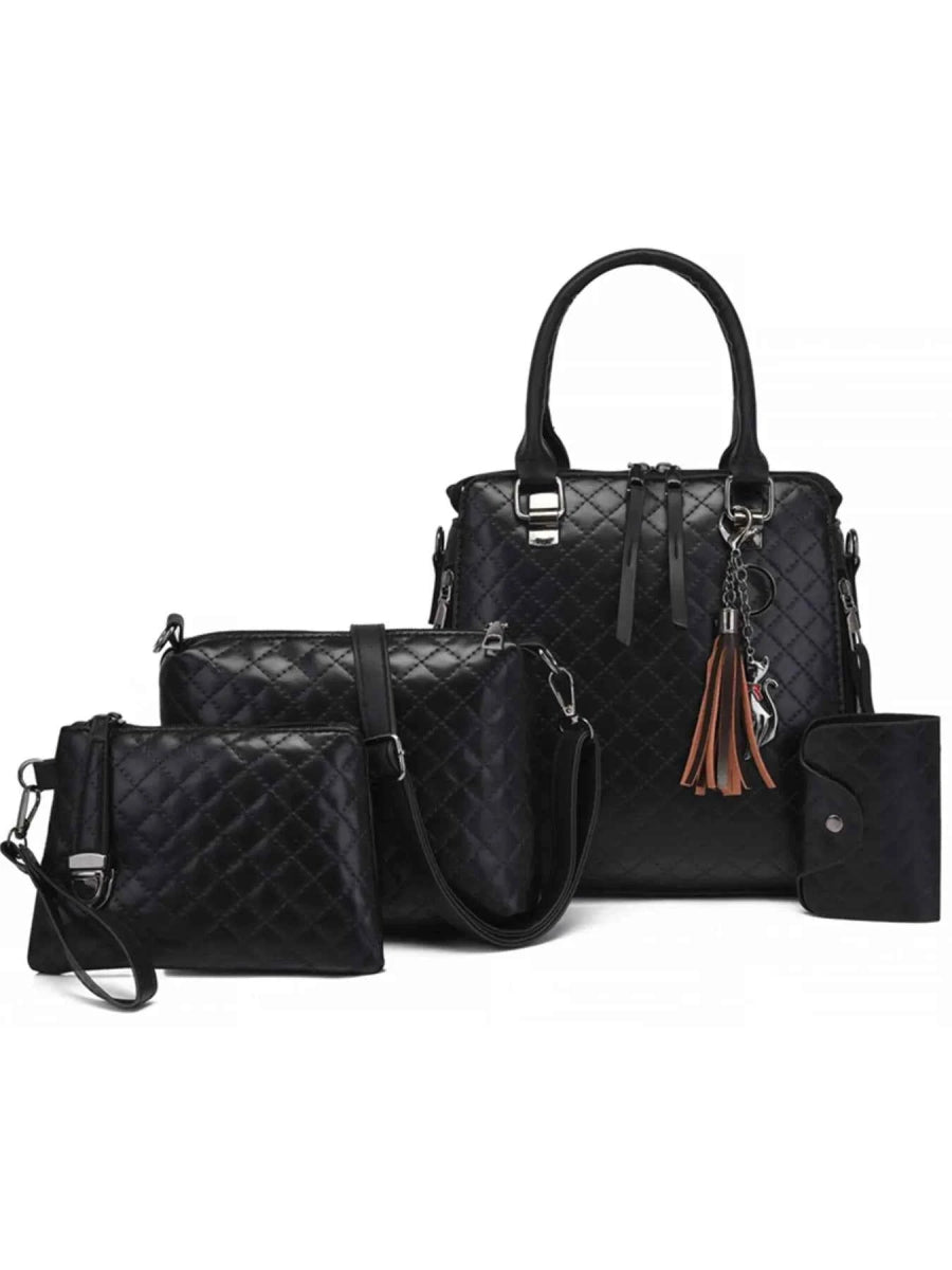 4-Piece PU Leather Bag Set with Tassel Detail.