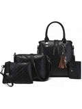 4-Piece PU Leather Bag Set with Tassel Detail.