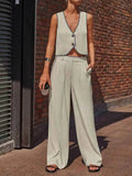 Stylish V-Neck Vest and Pants Set - EBYNN