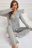Button Up Long Sleeve Top & Pants Lounge Set.