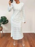 Lace Long Sleeve Midi Dress.