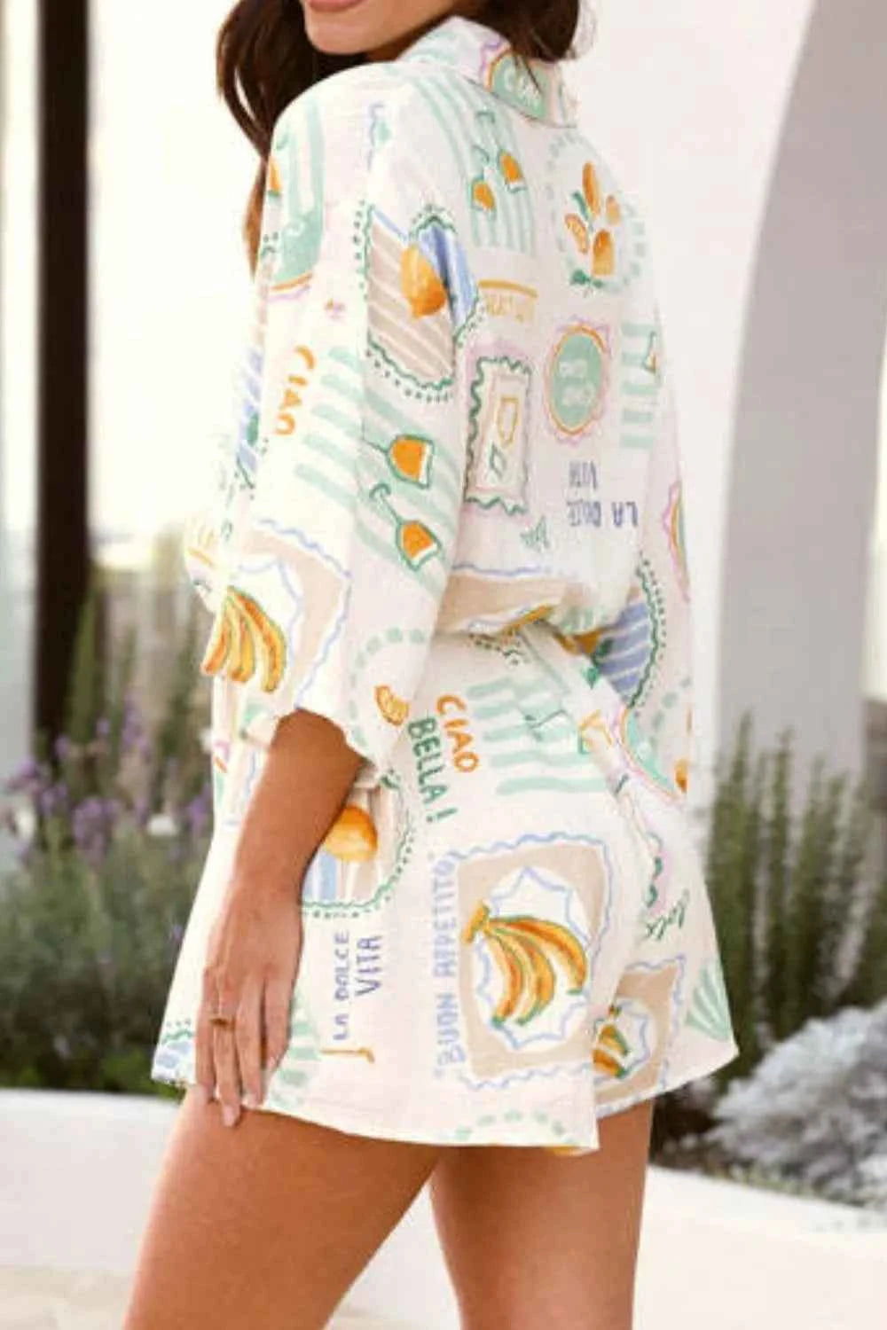 Printed 3/4 Sleeve Romper.