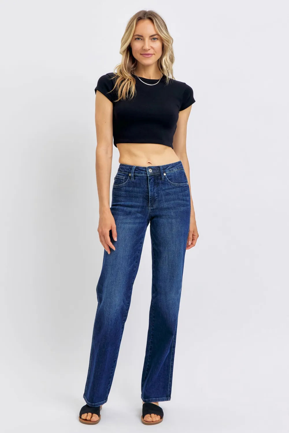 Judy Blue Plus Size Tummy Control Straight Jeans.