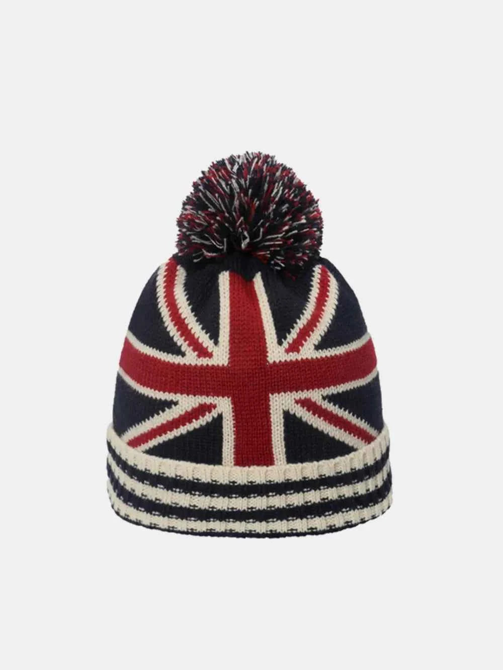 US Flag Knit Hat with Roll Rim.