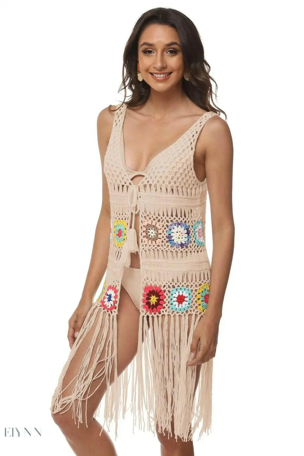 Openwork Fringe Detail Embroidery Cover-Up - EBYNN