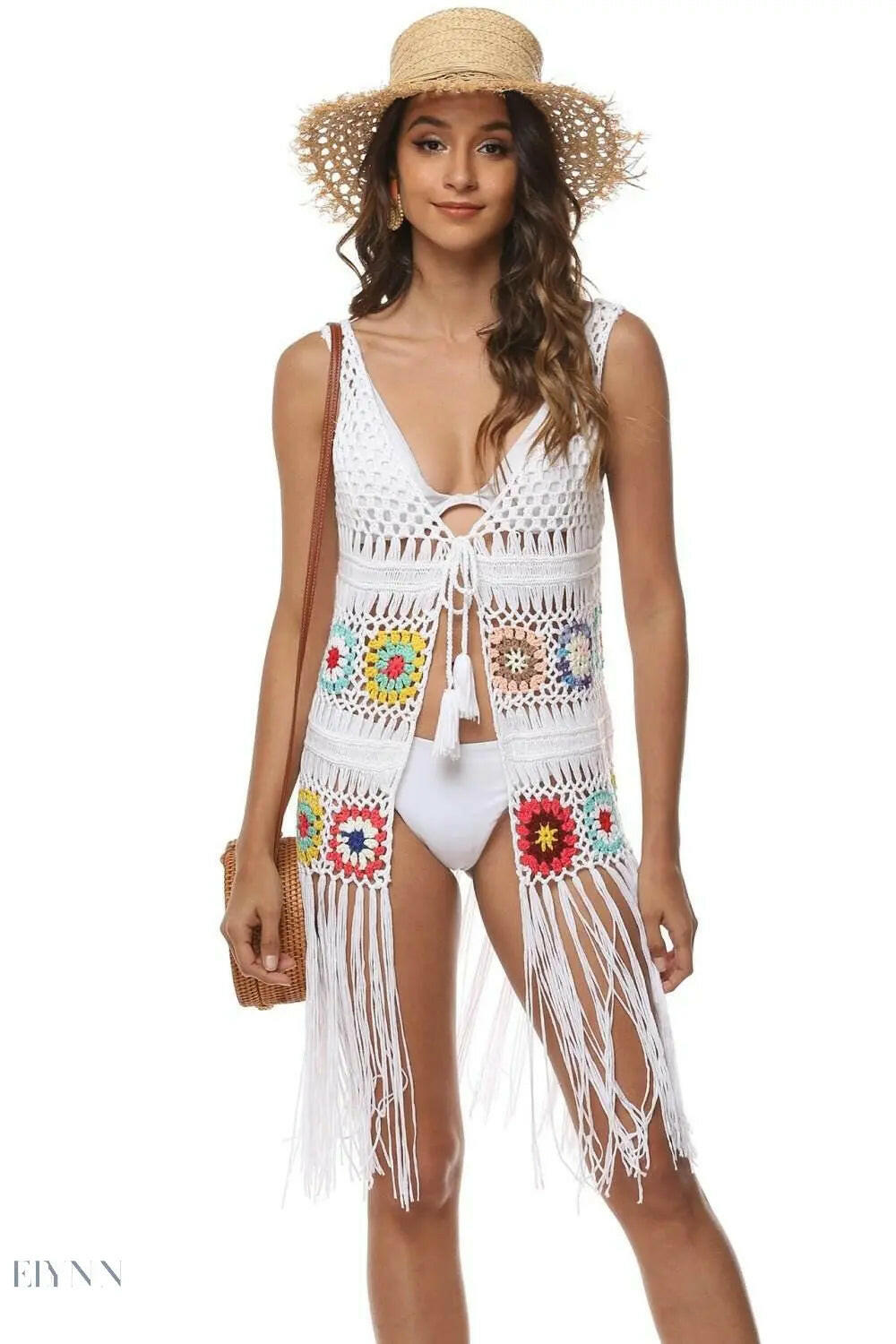 Openwork Fringe Detail Embroidery Cover-Up - EBYNN