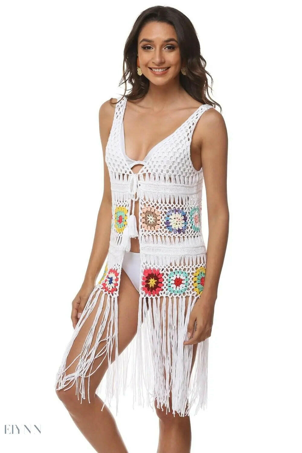 Openwork Fringe Detail Embroidery Cover-Up - EBYNN