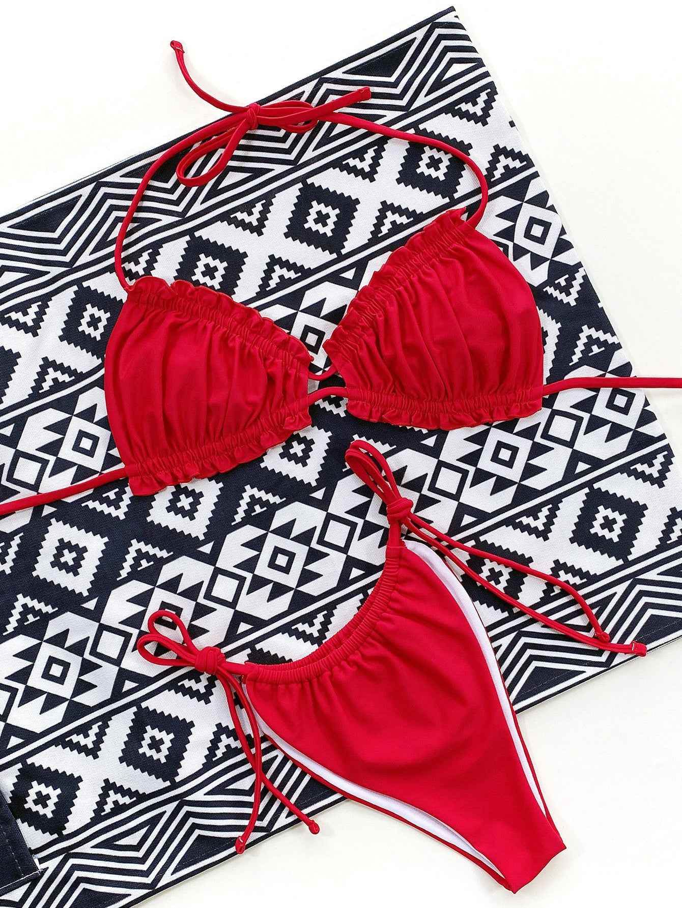 Frill Trill Halter Neck Bikini Set.