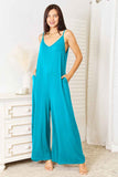 Double Take Full Size Soft Rayon Spaghetti Strap Jumpsuit.