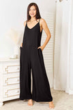 Double Take Full Size Soft Rayon Spaghetti Strap Jumpsuit.