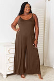 Double Take Full Size Soft Rayon Spaghetti Strap Jumpsuit.