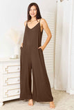Double Take Full Size Soft Rayon Spaghetti Strap Jumpsuit.