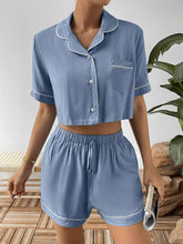 Ivy Lane Cropped Shirt and Shorts Lounge Set.
