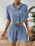 Ivy Lane Cropped Shirt and Shorts Lounge Set.