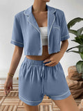 Ivy Lane Cropped Shirt and Shorts Lounge Set.