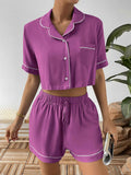 Ivy Lane Cropped Shirt and Shorts Lounge Set.