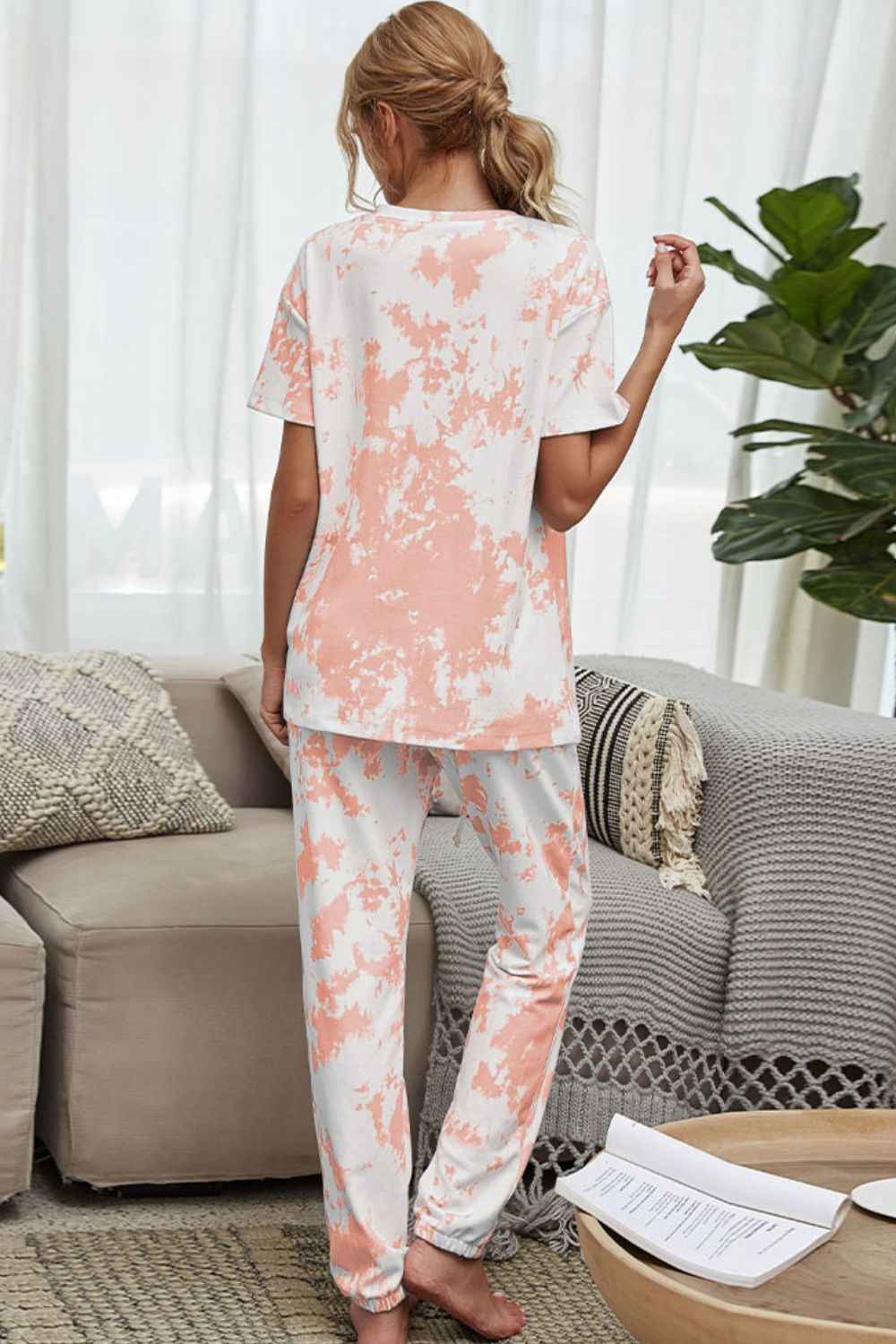 Shiny Tie-Dye Tee & Joggers Lounge Set.