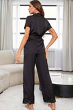 Surplice Neck Tie Waist Pajama Set.