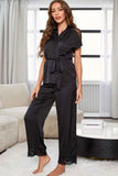 Surplice Neck Tie Waist Pajama Set.