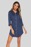 Button Up Collared Neck Night Dress with Pocket.