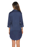 Button Up Collared Neck Night Dress with Pocket.