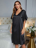 Chic V-Neck Flutter Sleeve Night Dress.