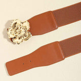 Flower Alloy Buckle Elastic Belt.