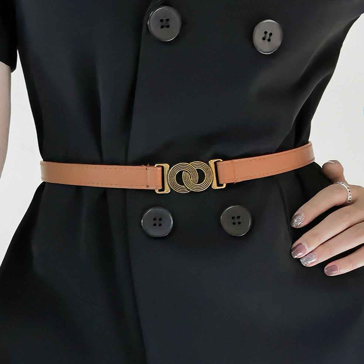 Alloy Buckle PU Leather Belt.
