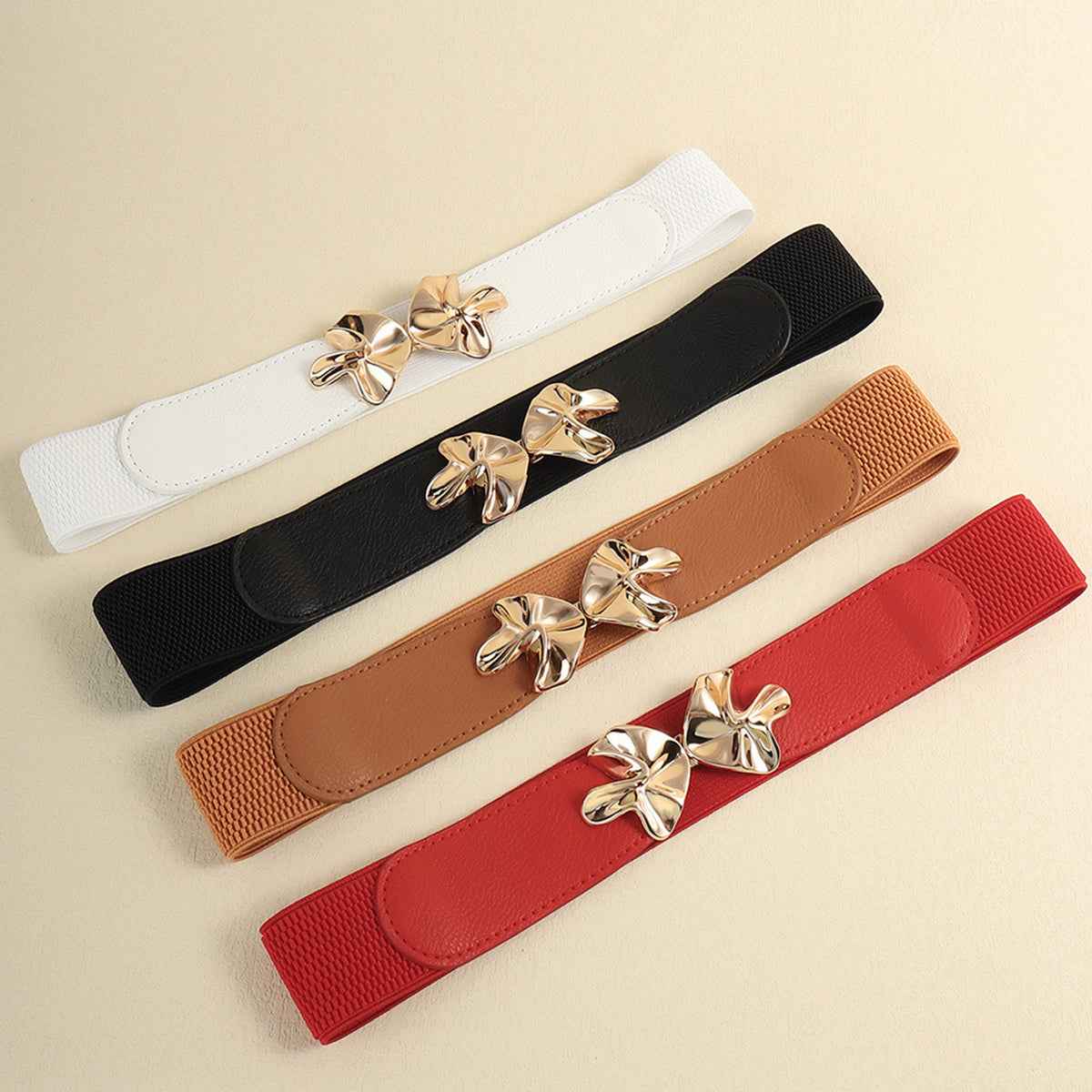 Alloy Buckle Elastic Belt for Comfort and Style.