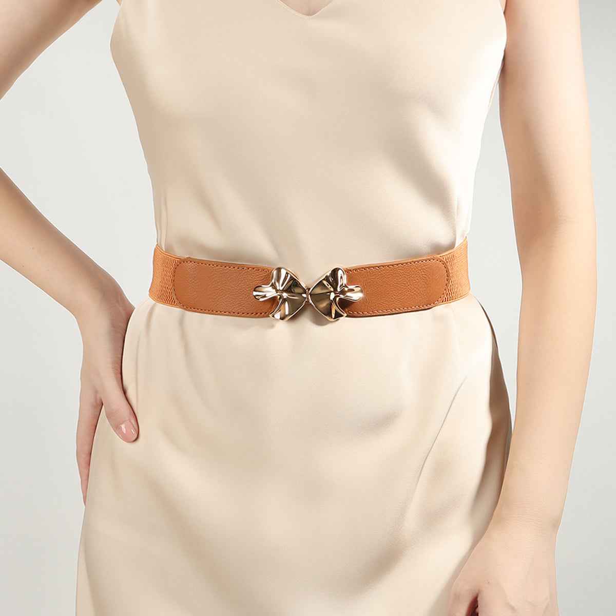 Alloy Buckle Elastic Belt for Comfort and Style.