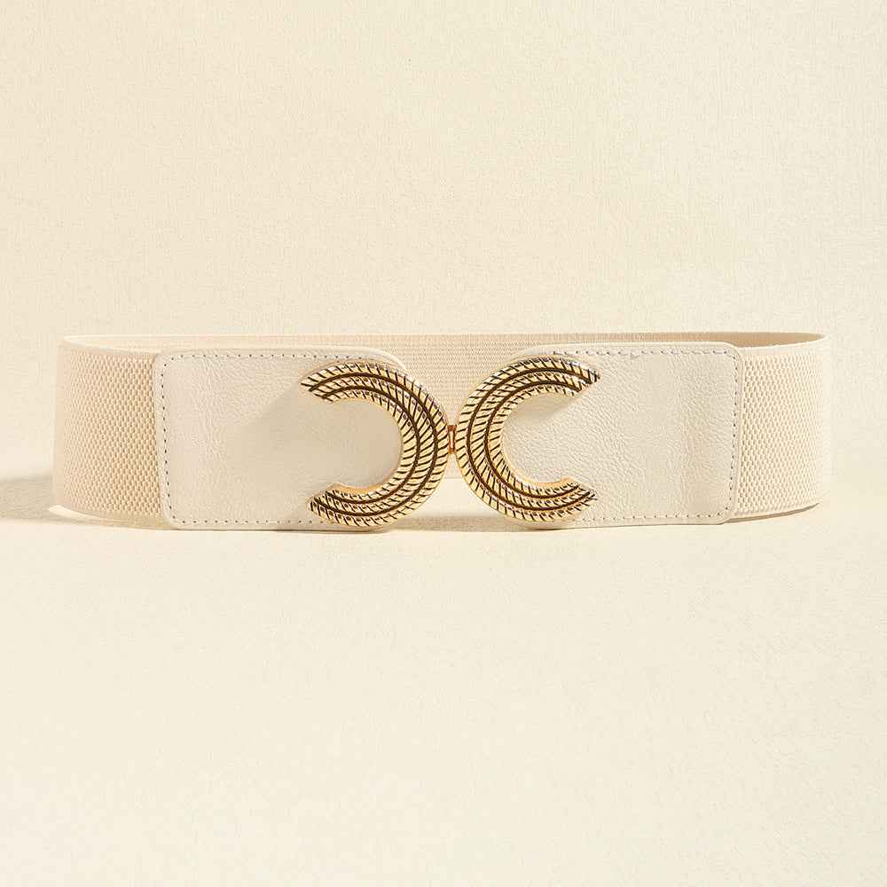 Double C Buckle Elastic Belt.