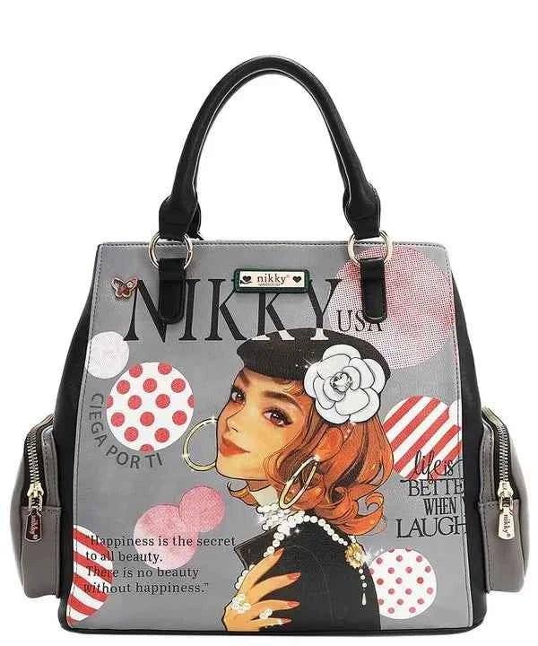 Nicole Lee USA Eco-Leather Handbag with Side Pockets.