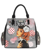 Nicole Lee USA Eco-Leather Handbag with Side Pockets.