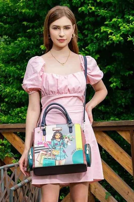 Nicole Lee USA Eco-Leather Handbag with Side Pockets.