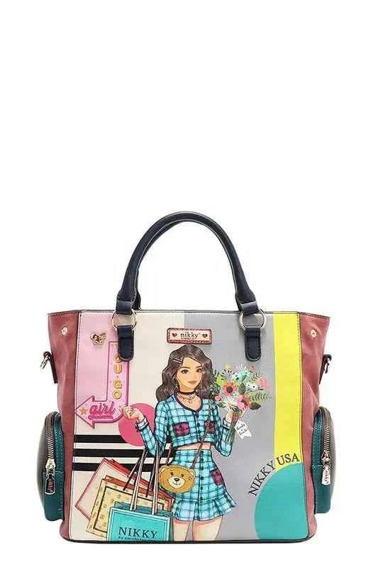 Nicole Lee USA Eco-Leather Handbag with Side Pockets.