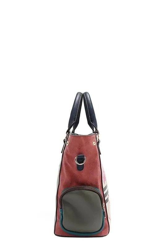 Nicole Lee USA Eco-Leather Handbag with Side Pockets.