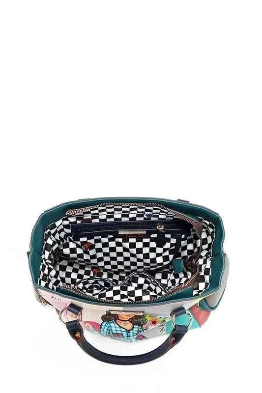 Nicole Lee USA Eco-Leather Handbag with Side Pockets.