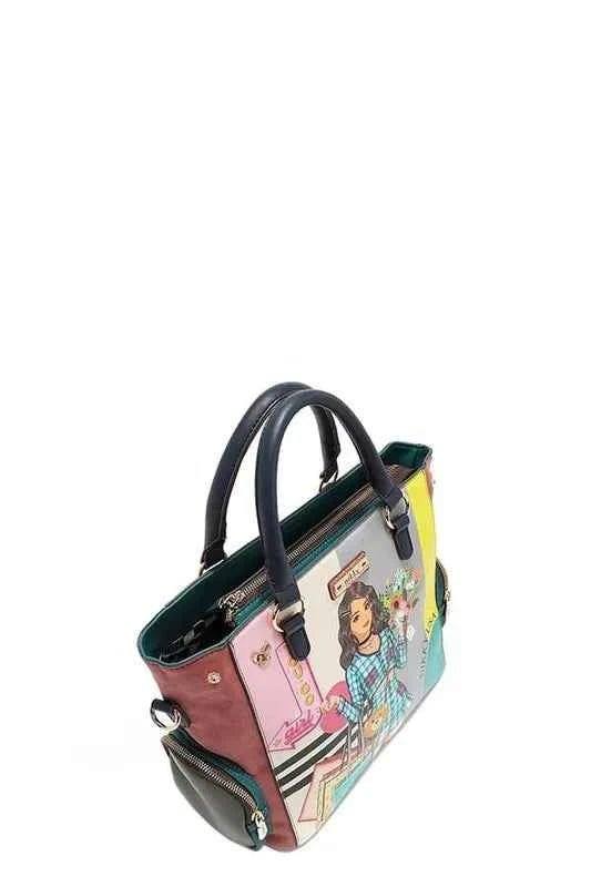 Nicole Lee USA Eco-Leather Handbag with Side Pockets.