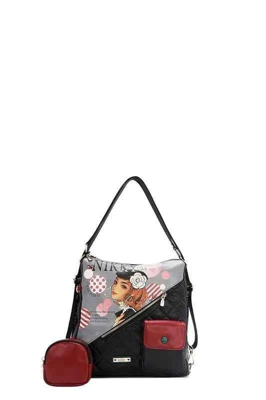Nicole Lee USA Convertible Adjustable Strap Backpack Bag.