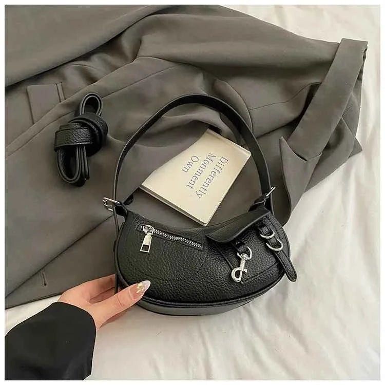 Textured PU Leather Shoulder Bag.