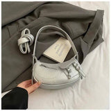 Textured PU Leather Shoulder Bag.